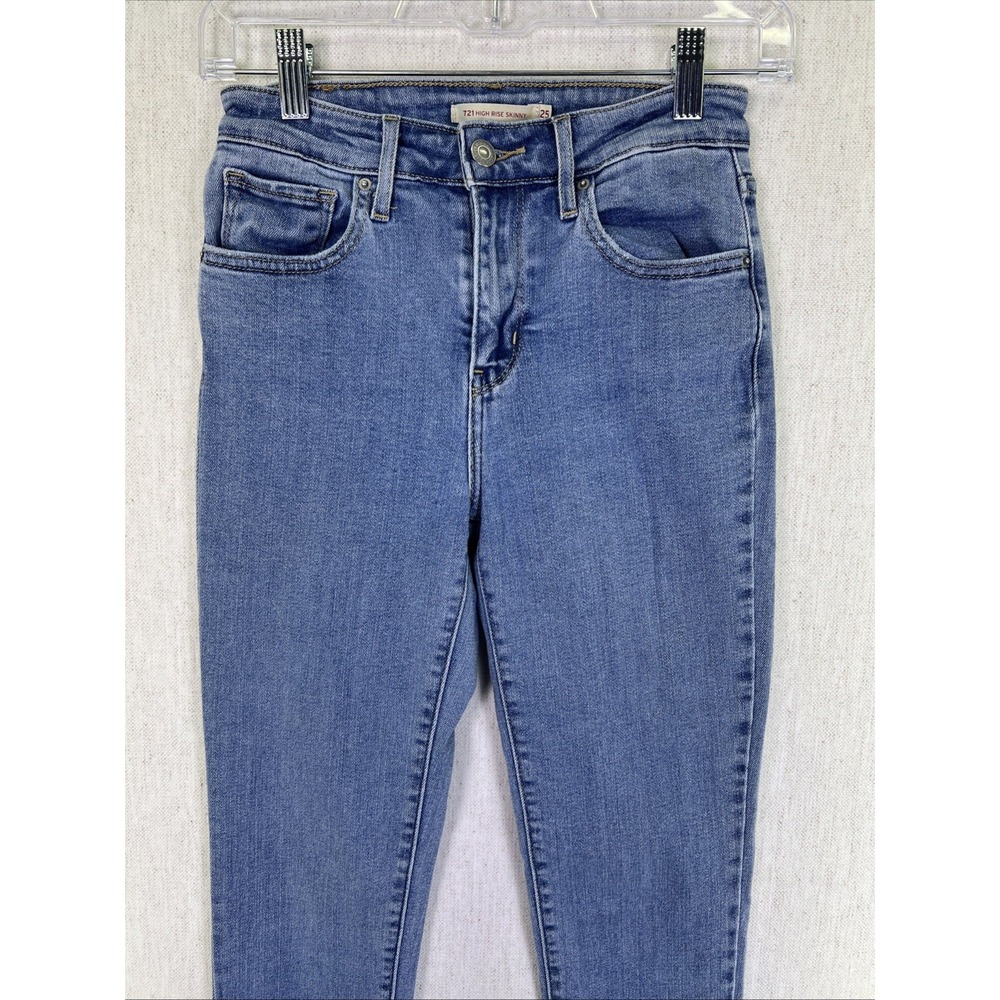 Levis Women's Jeans 721 High Rise Skinny Blue Size 25 Raw Hem - Picture 2 of 7